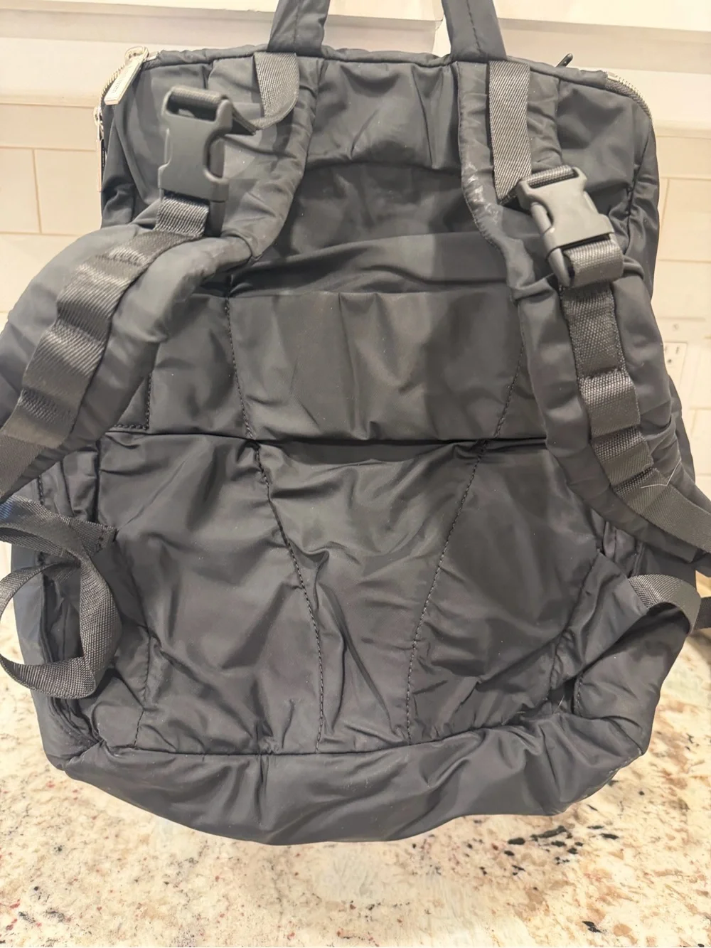 lululemon athletica Black Backpack with Silver Zippers